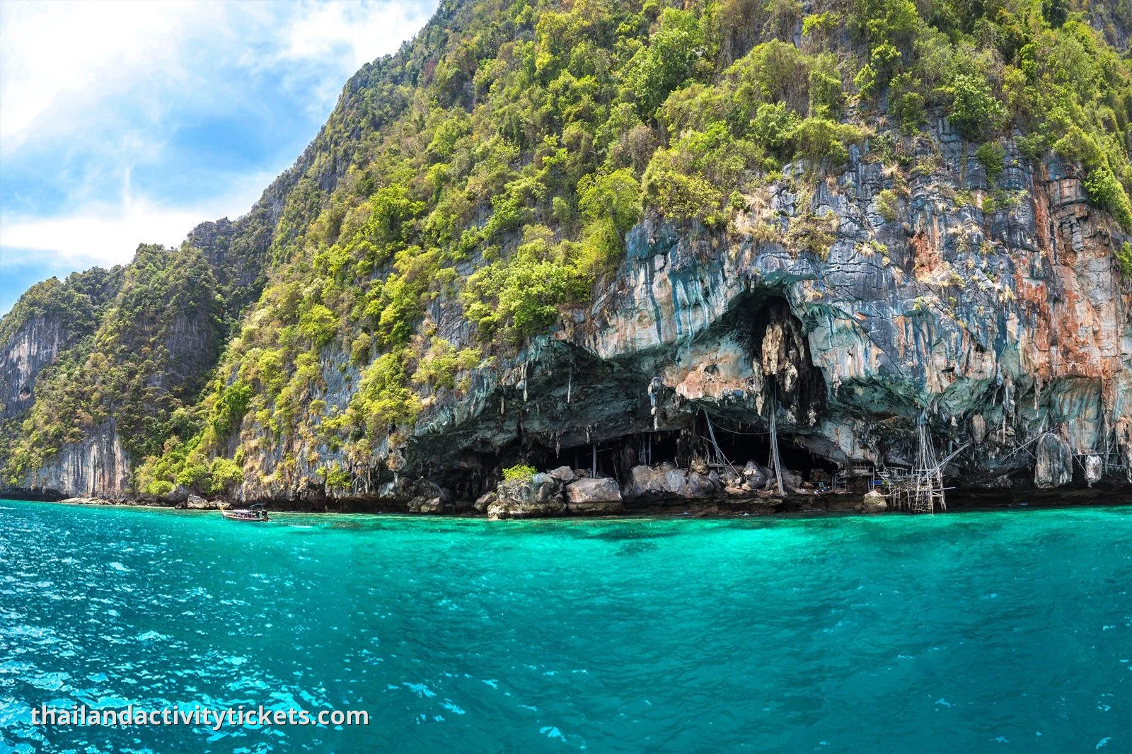 Viking Cave sightseeing on Phi Phi Island speedboat tour Krabi