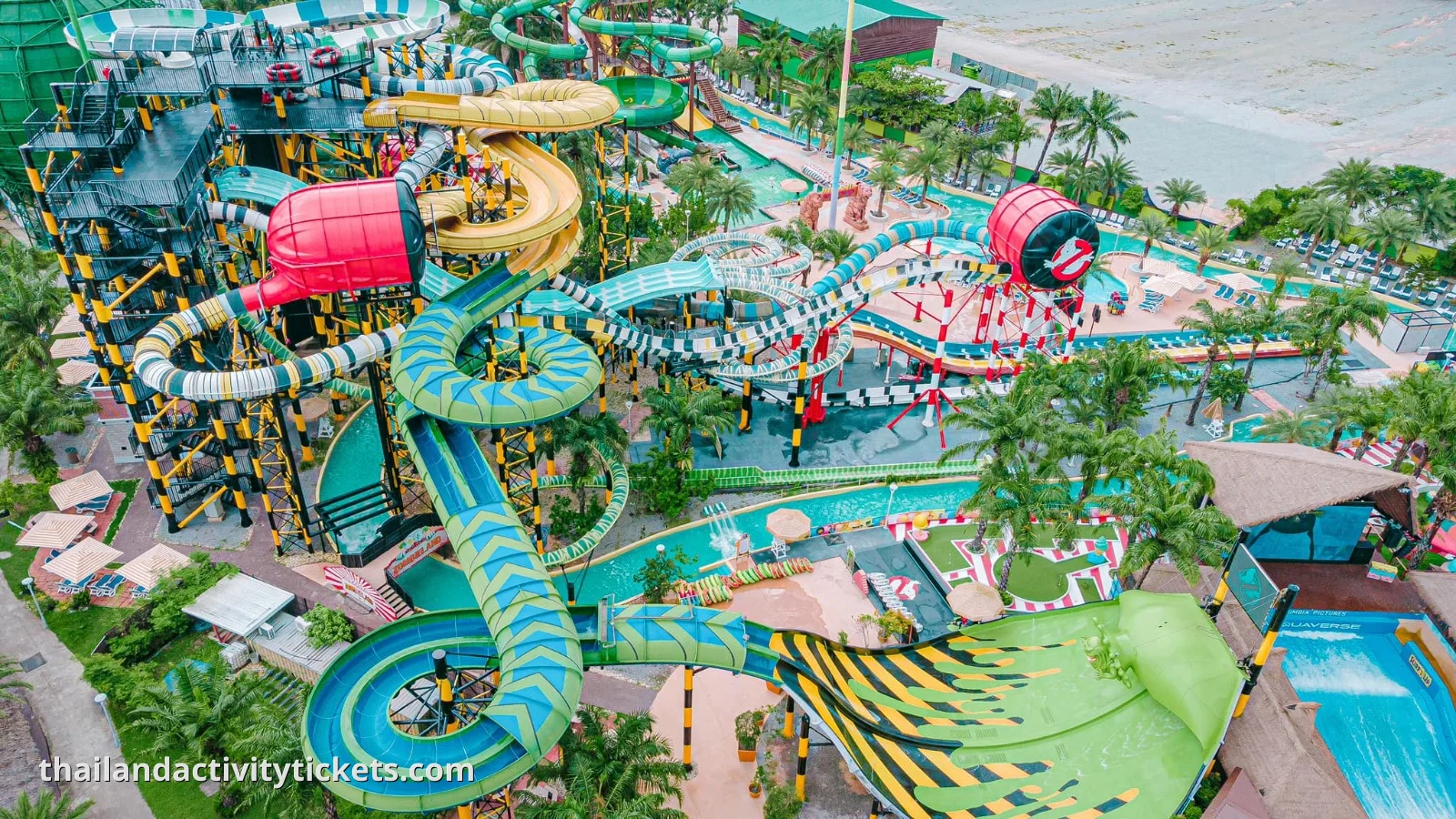 Family enjoying water park Aquaverse Pattaya Thailand