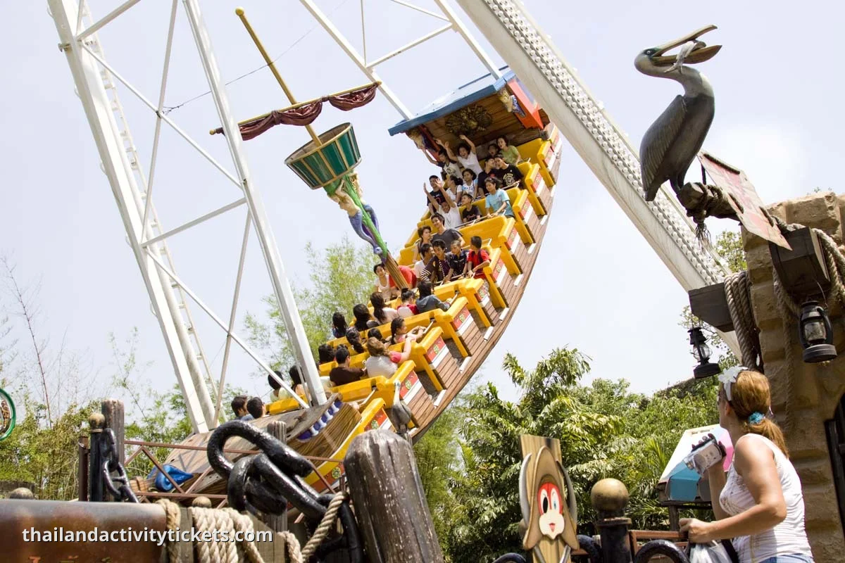 Sky Coaster ride Dream World Bangkok thrilling roller coaster