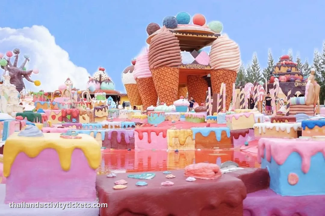 Colorful dessert theme park Great and Grand Pattaya photo zone