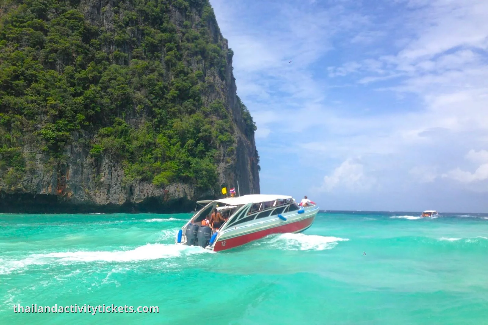 Speedboat boarding at Krabi pier for James Bond Island trip