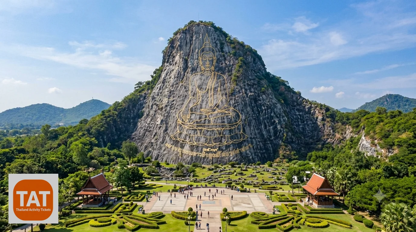 Khao Chi Chan Buddha Mountain Pattaya with giant golden laser Buddha image