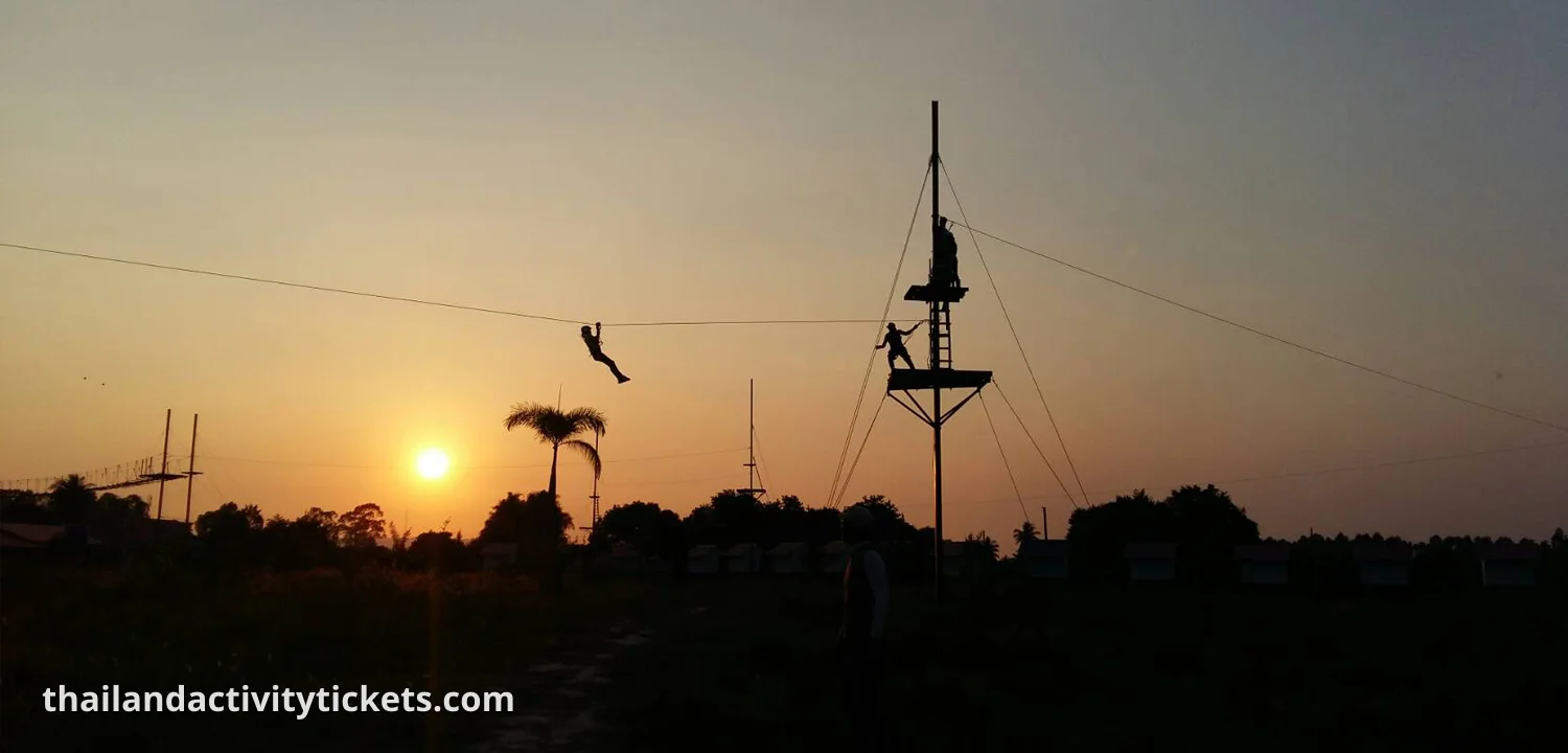 Zipline ride Tarzan Adventure Pattaya jungle canopy