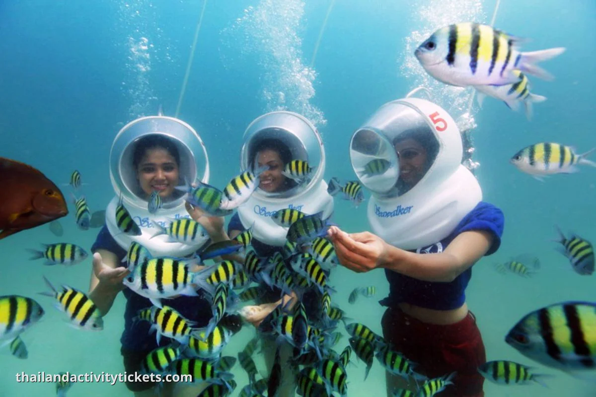 Crystal clear water and sandy beach Coral Island Pattaya