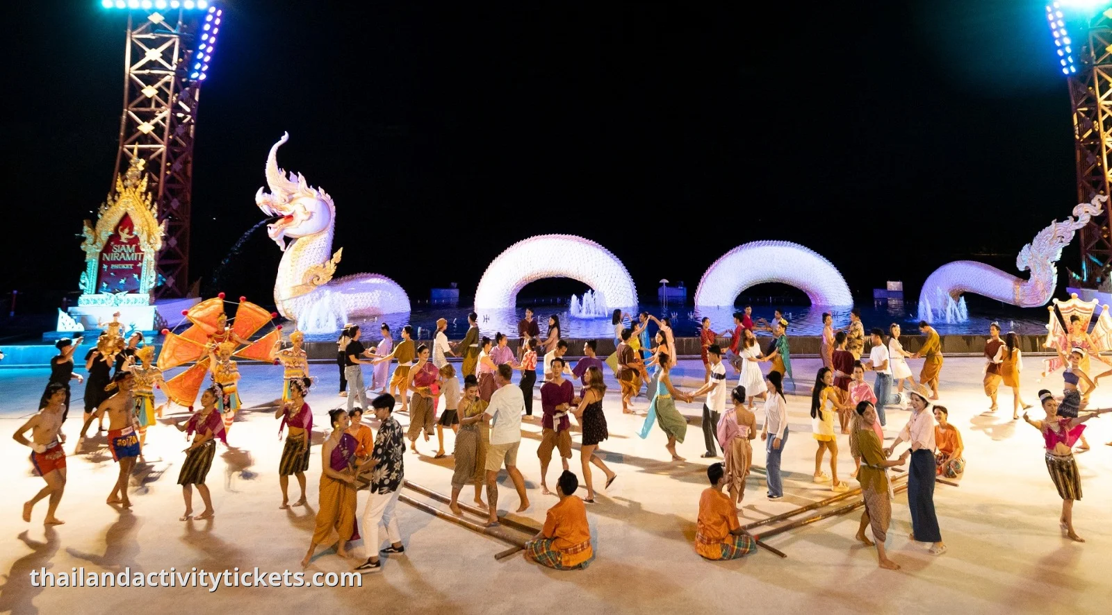 Spectacular flying performers and special effects at Siam Niramit show