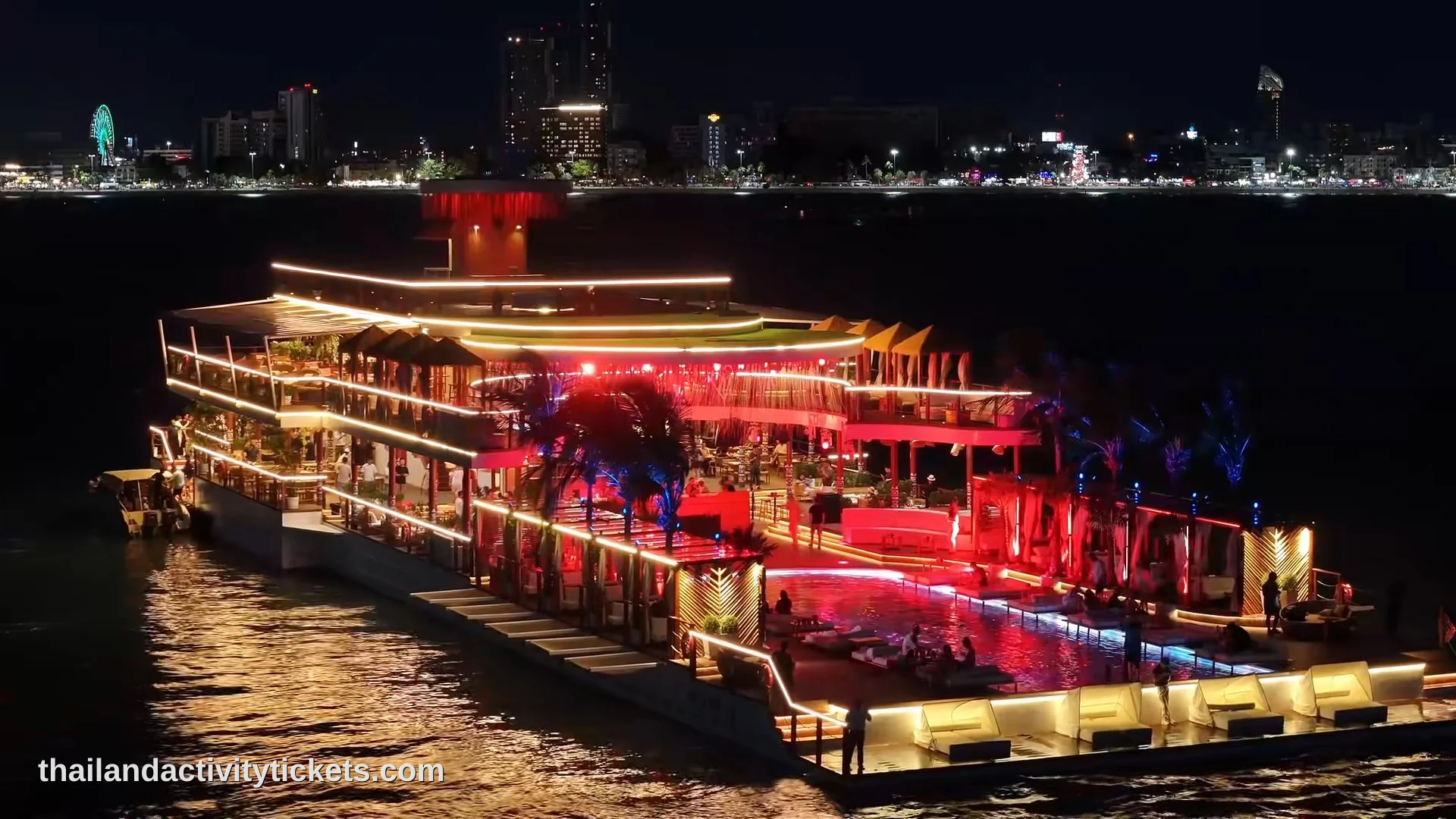 Night horizon view from Sina Beach Club Pattaya,