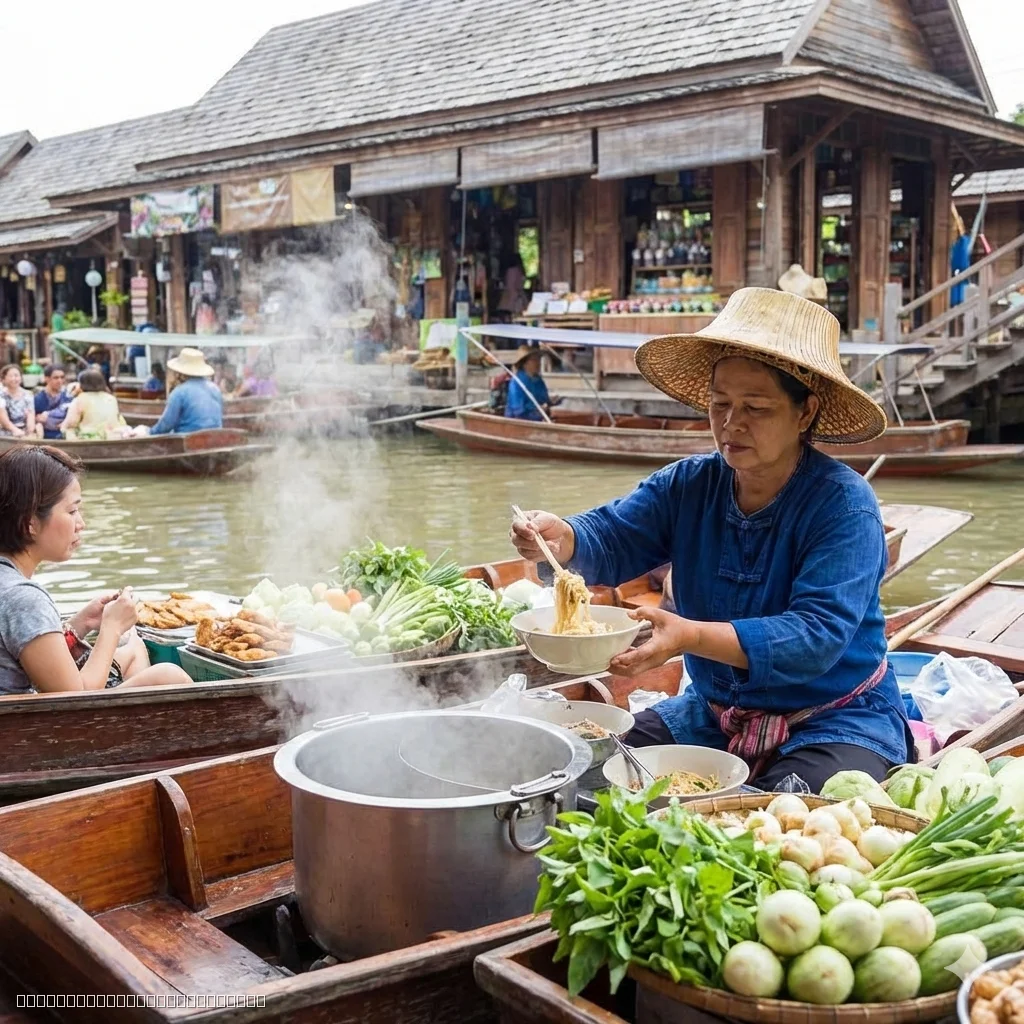 Cultural dance performance on the water at Pattaya Floating Market