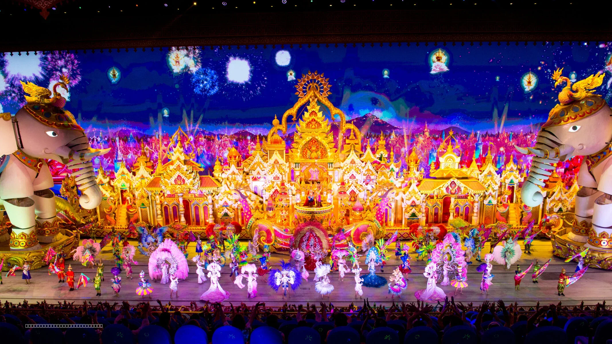 Spectacular River Carnival Parade with massive floats, grand costumes, and world-class stage production at Carnival Magic Phuket.