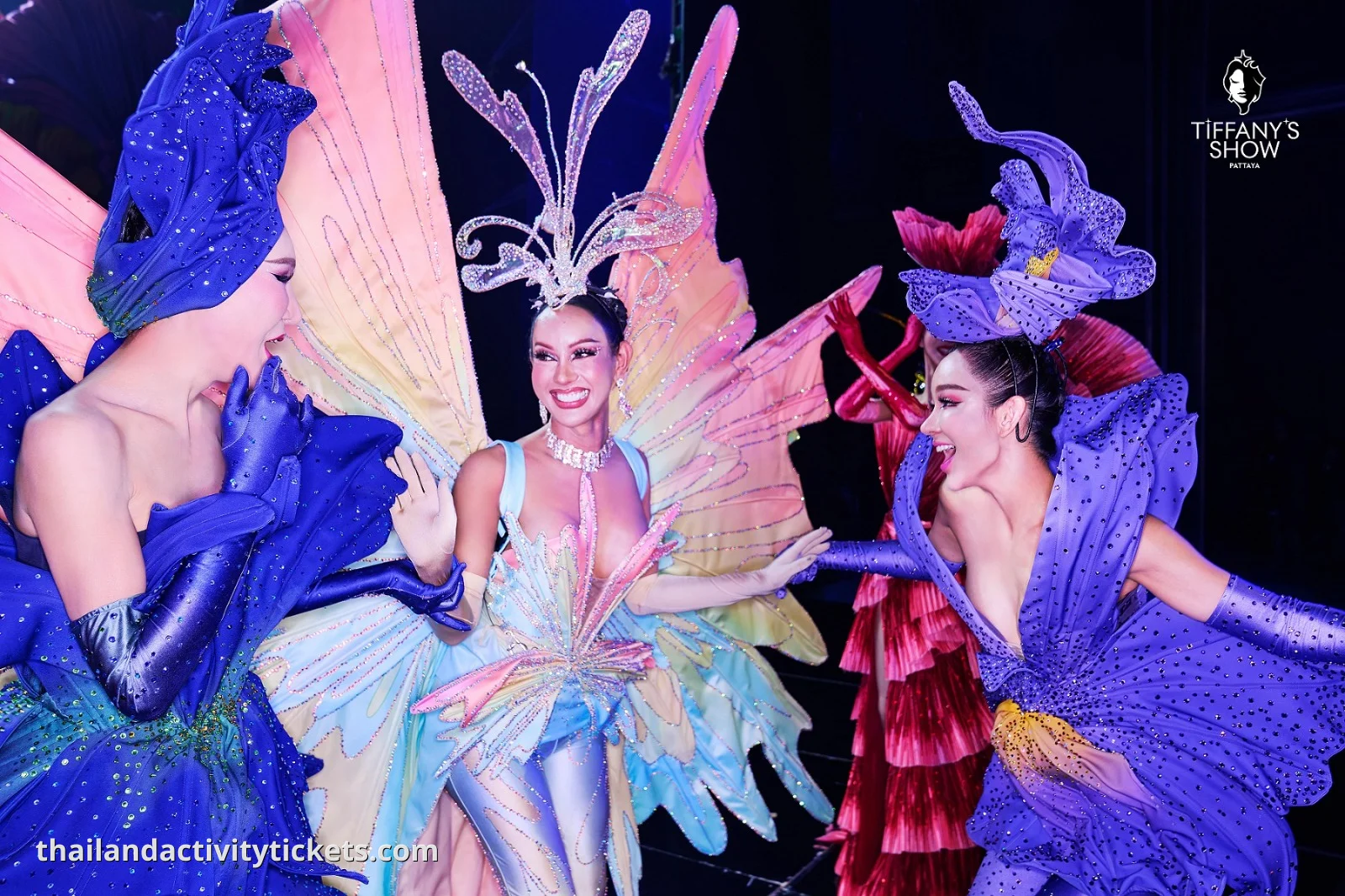 Ladyboy performers in glamorous costumes Tiffany show Pattaya