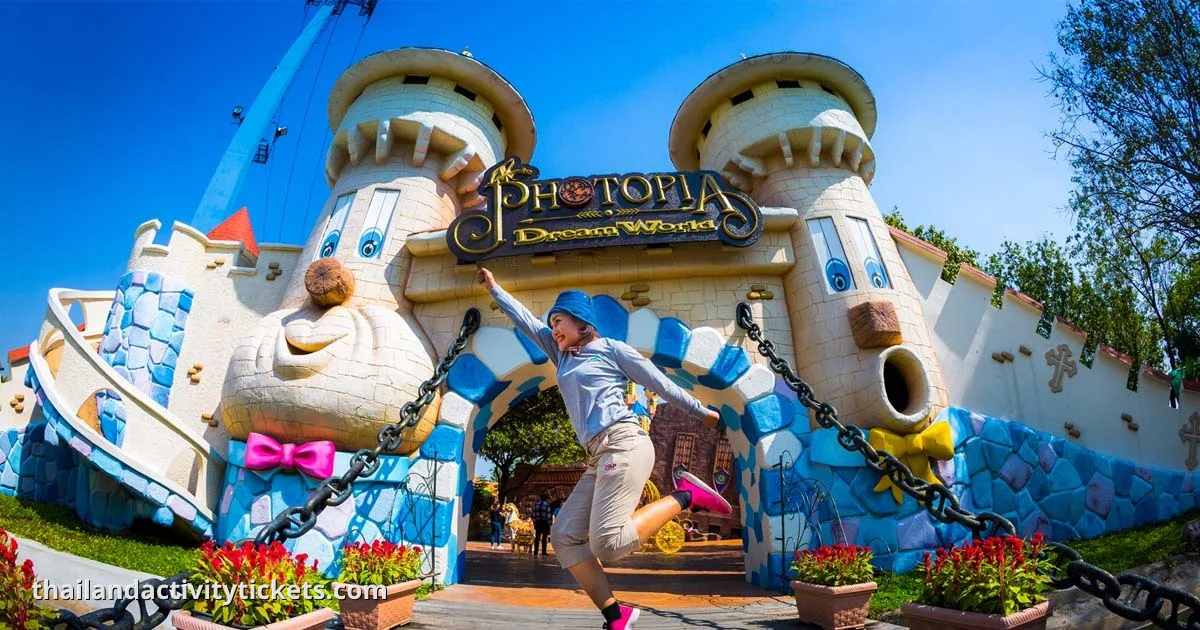 Family enjoying rides at Dream World Bangkok theme park