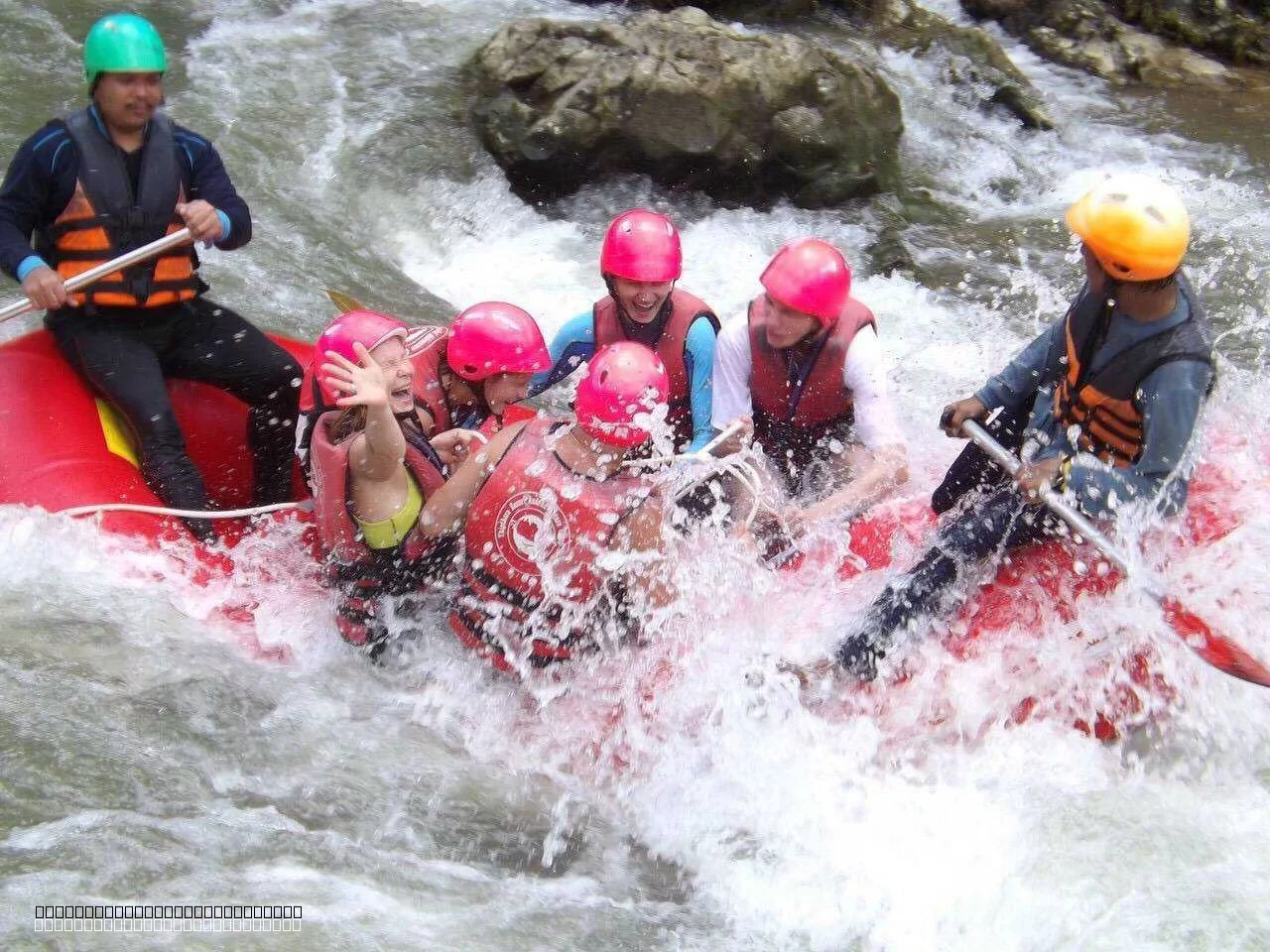 enjoying 5km white water rafting on the Song Phraek River