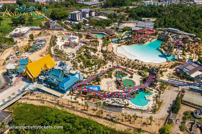 Thrilling water slides and the Great Andaman Bay wave pool at Andamanda Phuket Water Park
