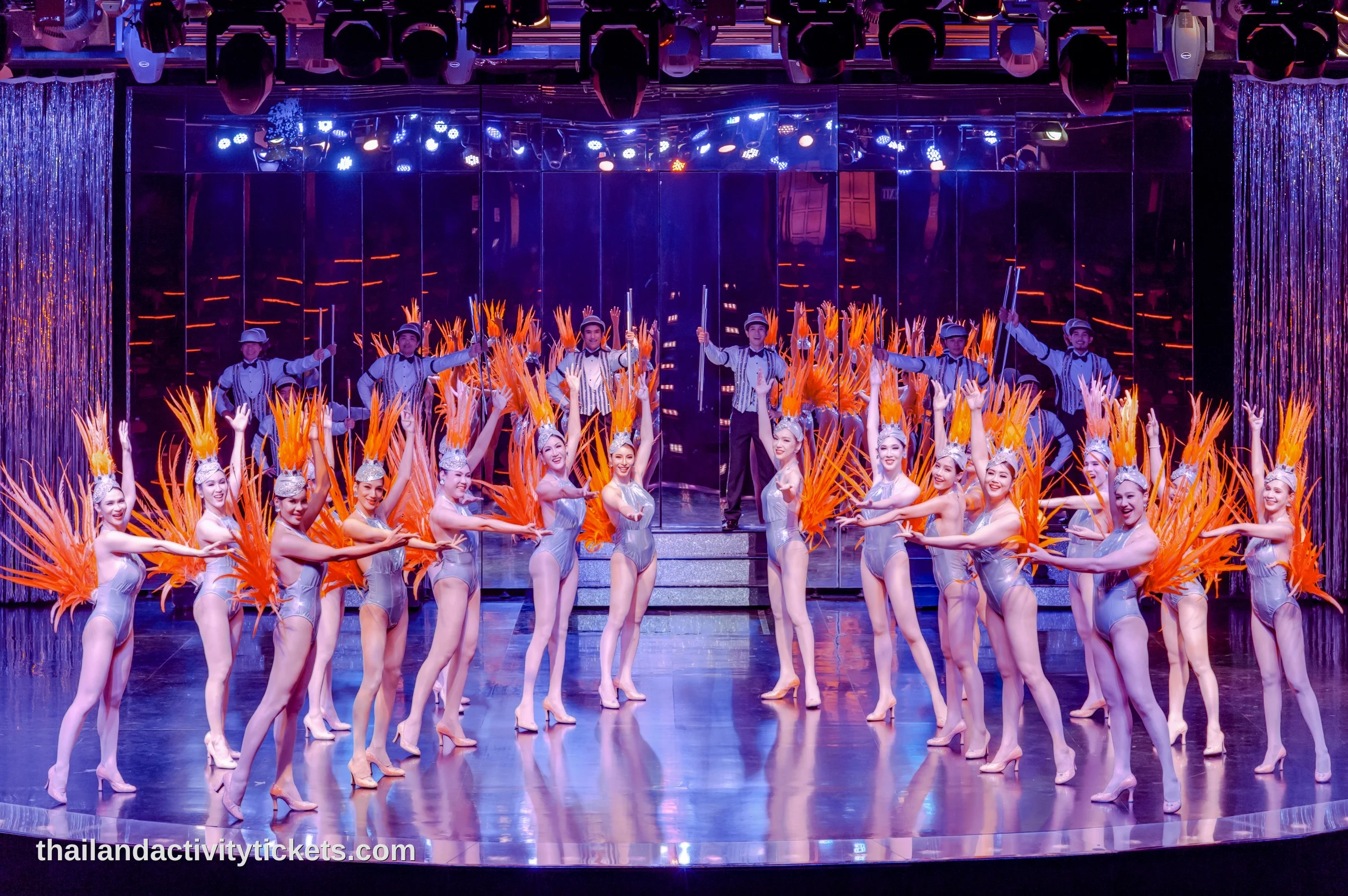 Colorful stage lighting at Calypso Cabaret Show Bangkok