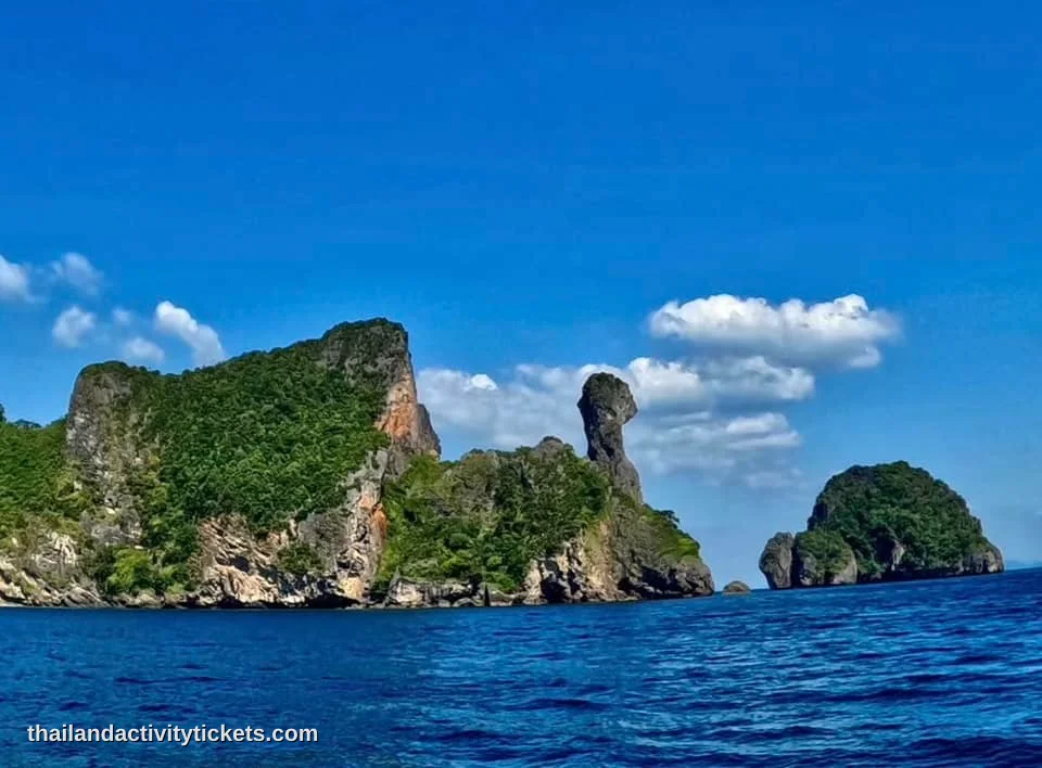 Famous Chicken Island Koh Kai limestone rock formation in Krabi