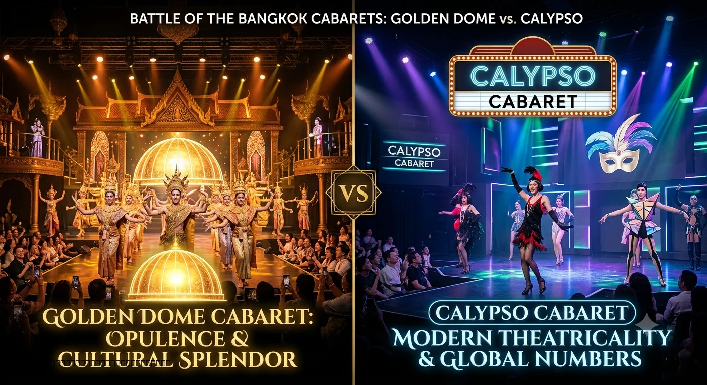Golden Dome Cabaret and Calypso Cabaret performers Bangkok show comparison