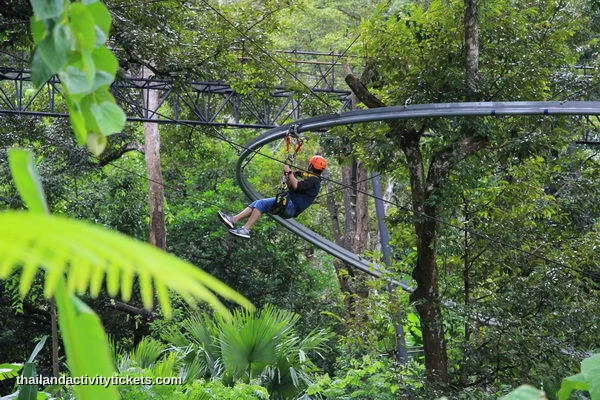 Roller zipline experience at Hanuman World Phuket Thailand
