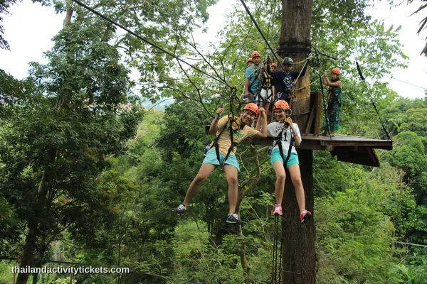 Safety harness and helmet at Hanuman World Phuket zipline park