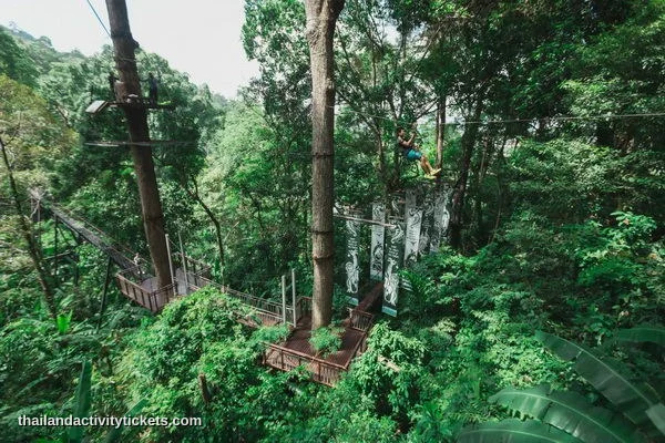 Group enjoying zipline adventure at Hanuman World Phuket