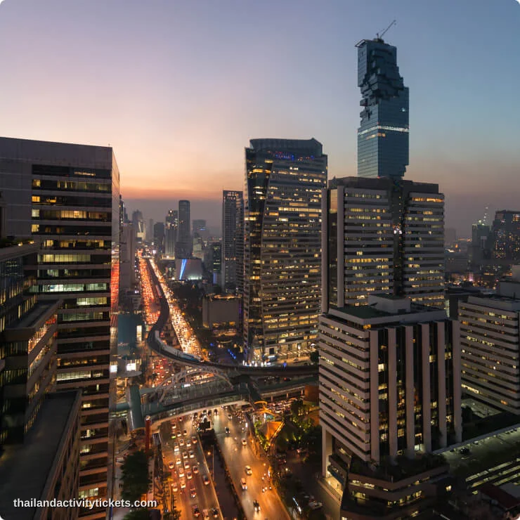Night city view from King Power Mahanakhon SkyWalk Bangkok