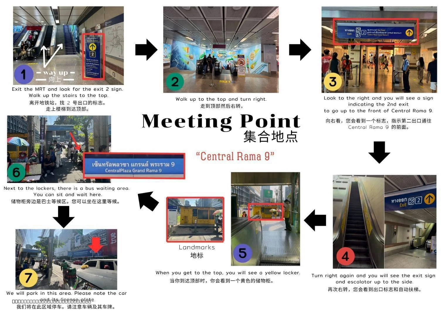 For guests who do not require hotel pickup or whose hotel is outside the pickup area, please meet us at the following meeting point: