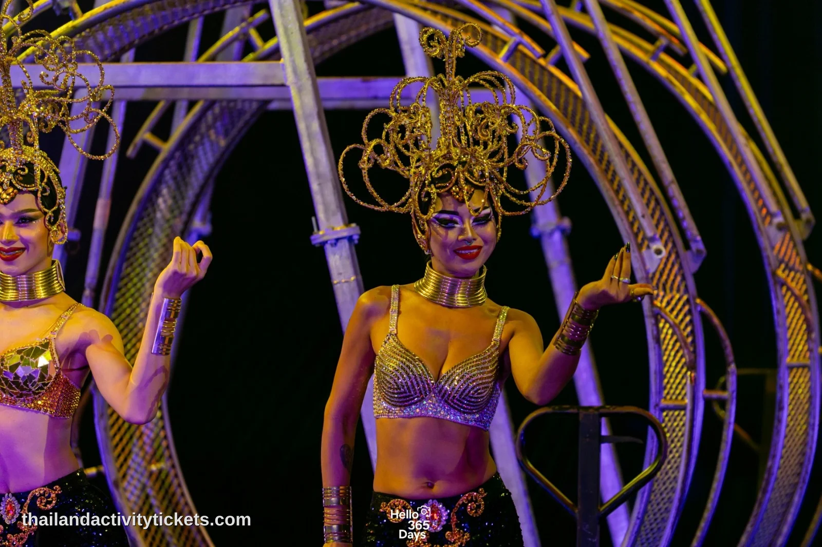 Colorful stage performance at Phuket circus show with lights and costumes