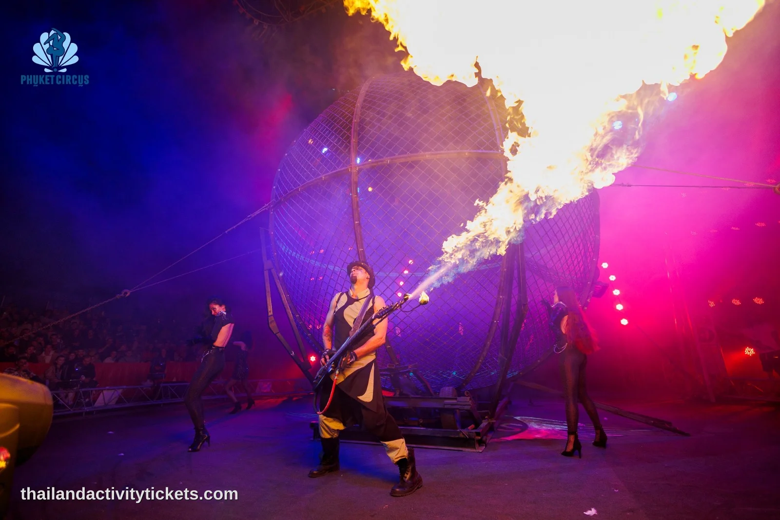 Kids enjoying live circus show in Phuket with excitement