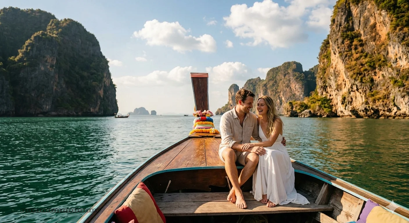 Couple enjoying romantic activities and sunset experiences in Phuket Thailand
