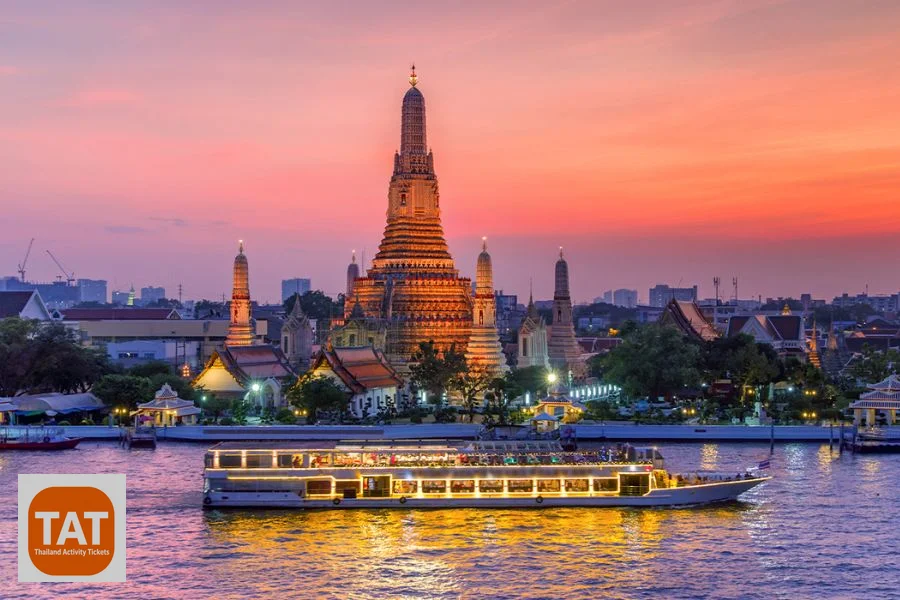 Couple enjoying a romantic evening view of the Bangkok skyline
