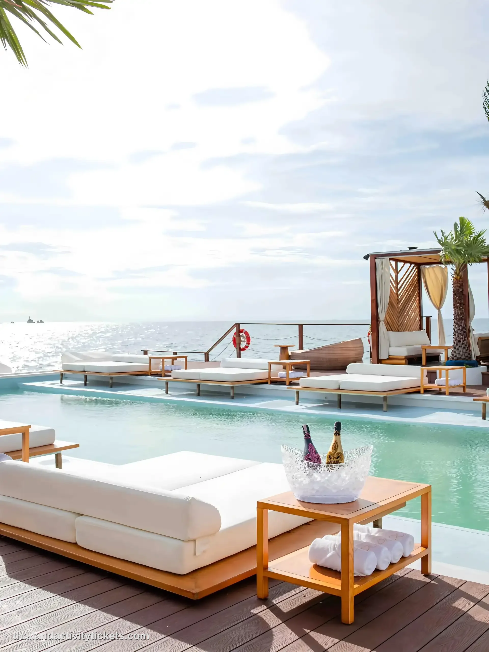 Luxury VIP poolside sea-beds available for reservation at Sina Beach Club Pattaya