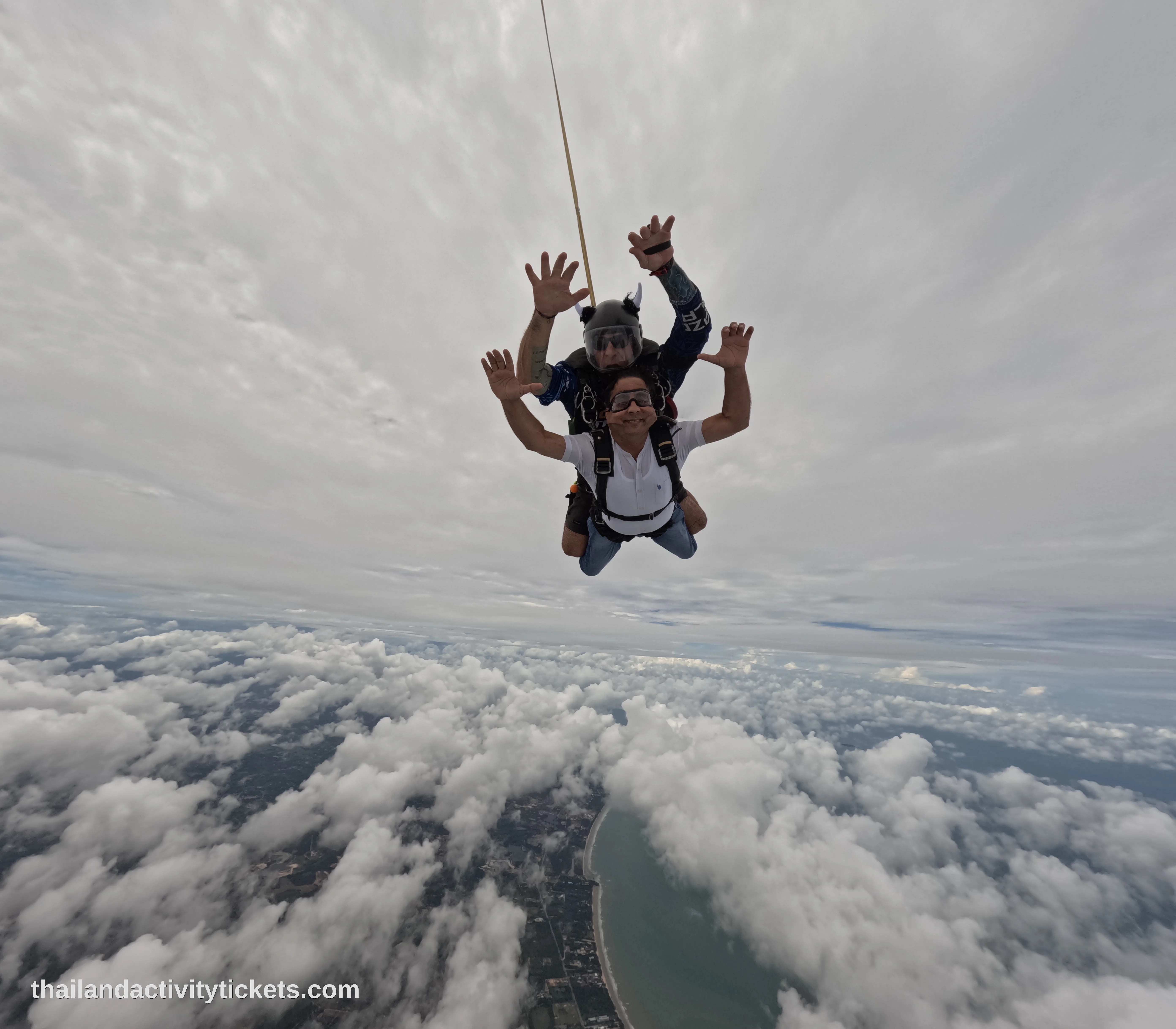 Aerial view during skydiving in Pattaya
