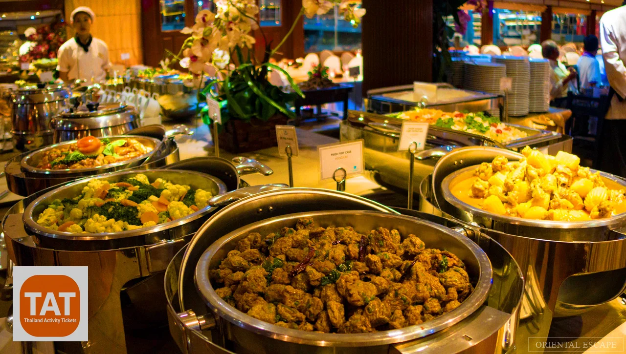 Thai and international buffet dinner aboard the White Orchid cruise